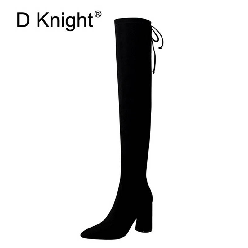 Ladies Casual Pointed Toe Square High Heels Long Boots Fashion Plain Solid Flock Over The Knee Winter Boots For Women Size 34-40, Black mesh lining
Ladies Casual Pointed Toe Square High Heels Long Boots Fashion Plain Solid Flock Over The Knee Winter Boots For Women Size 34-40, Black mesh lining