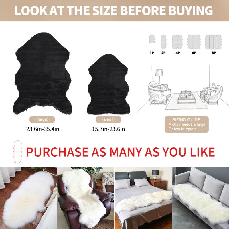 Faux Fur Sheepskin Fur Area Rugs Fluffy Mats Sofa Chair Cushion Living Room Bedroom Blanket Anti-Skid Carpet 40x60cm 60x90cm