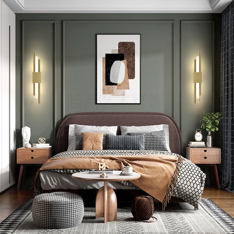 Wall Lamp Post Modern Luxury El Living Room TV BackGround Bed Stairs Lights Simple LED Gold Glass Lighting Fixtures