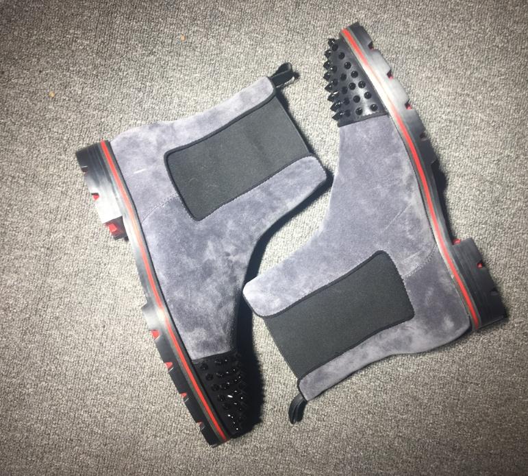 Red bottom Men sneaker men Melon ankle boot spikes brown suede leather red sole men shoes super perfect Motorcycle ankle boot for man