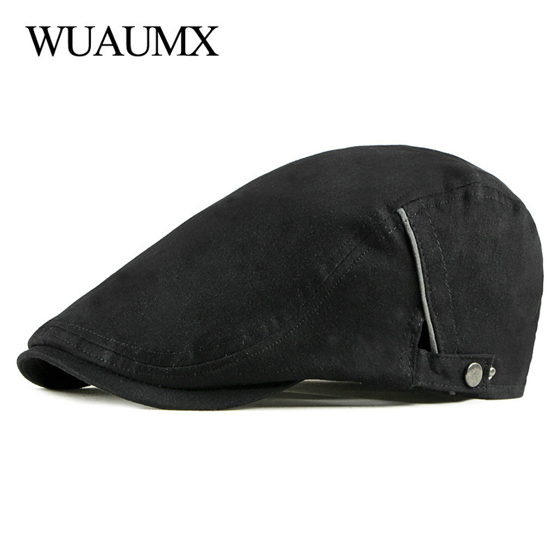 Wuaumx NEW Casual Men's Hat Solid Beret Hat For Women Cotton Visors Herringbone Flat Cap Artist Peaked Cap Black Gray Casquette
Wuaumx NEW Casual Men's Hat Solid Beret Hat For Women Cotton Visors Herringbone Flat Cap Artist Peaked Cap Black Gray Casquette
