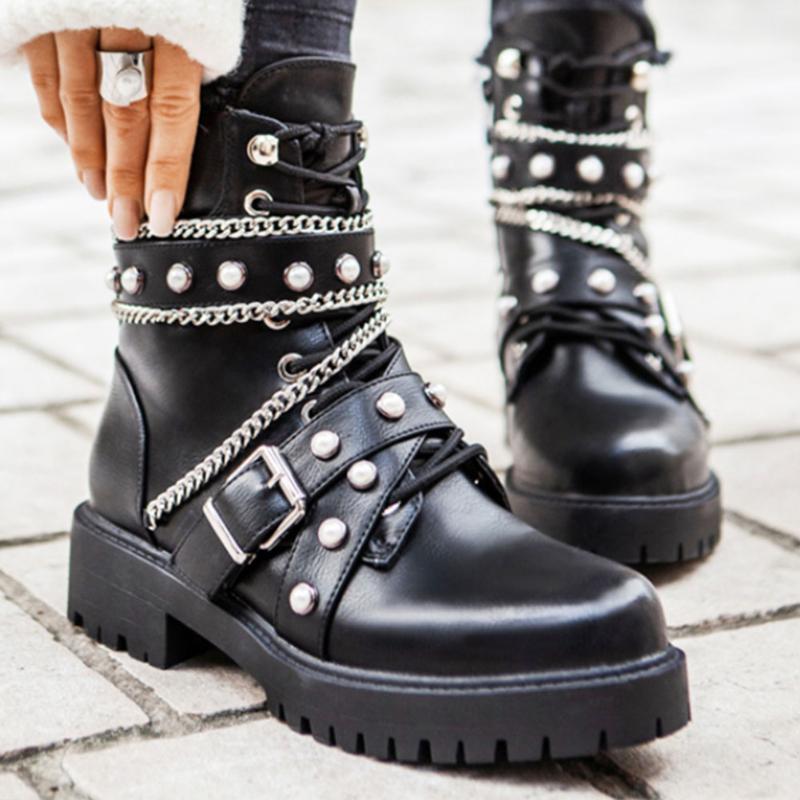 Karin Brand New 2020 Fashion Chains Winter Shoes Women Ankle Boots Cool Street Punk Motorcycles Boots, Black
Karin Brand New 2020 Fashion Chains Winter Shoes Women Ankle Boots Cool Street Punk Motorcycles Boots, Black