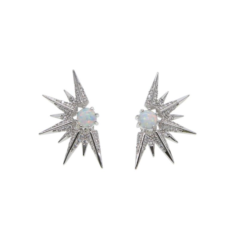 Fashion cubic zirconia sunflower shaped elegant opal stone stud earrings free shipping women's accessaries delicat star ear