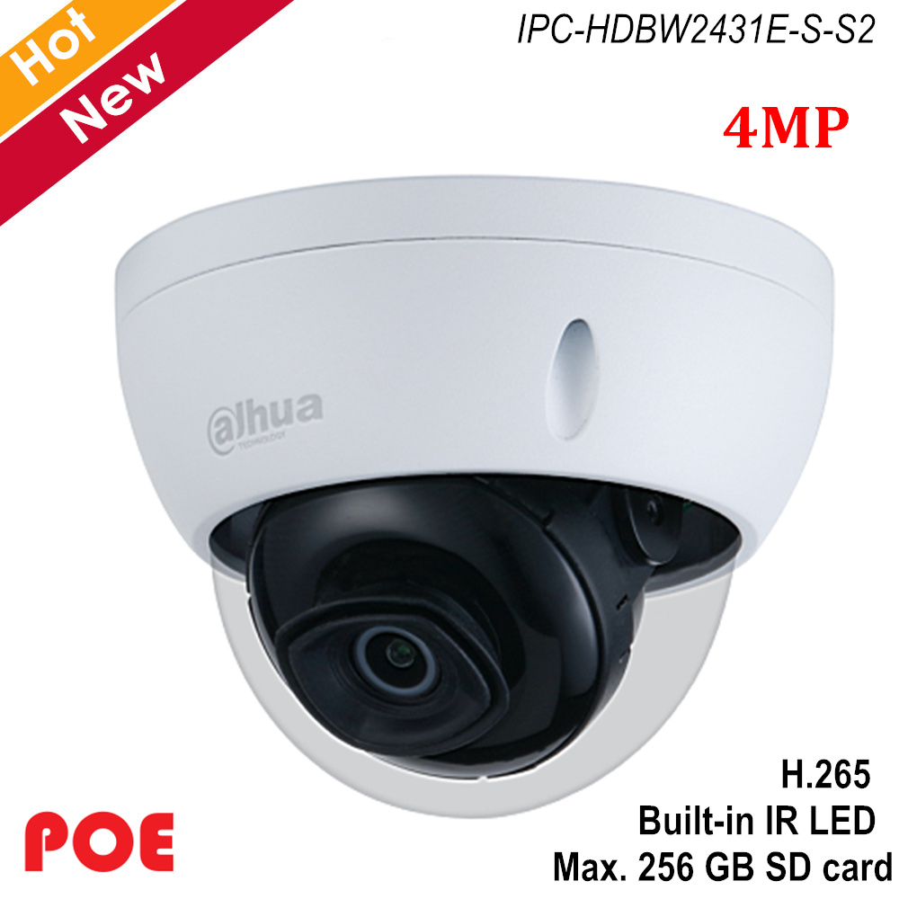 New Lite 4MP Waterproof Mini Dome IP Camera H.265 Built-in IR LED Support 256 GB SD card and POE IPC-HDBW2431E-S-S2
New Lite 4MP Waterproof Mini Dome IP Camera H.265 Built-in IR LED Support 256 GB SD card and POE IPC-HDBW2431E-S-S2