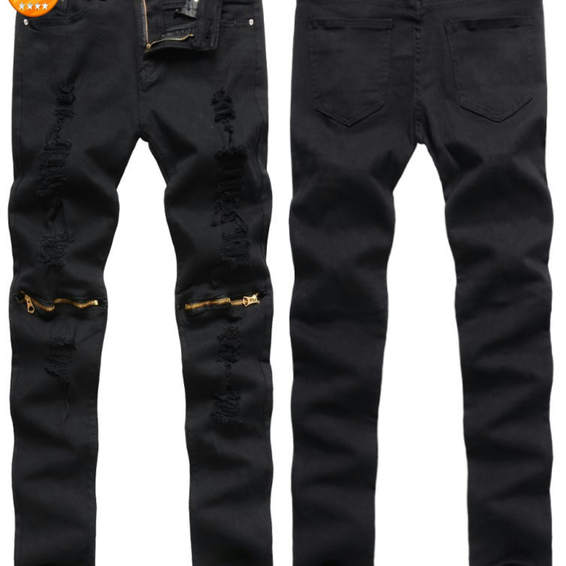 Cross border European Amazon men's perforated patch cut casual pants slim feet elastic pants nightclub, See chart
Cross border European Amazon men's perforated patch cut casual pants slim feet elastic pants nightclub, See chart
