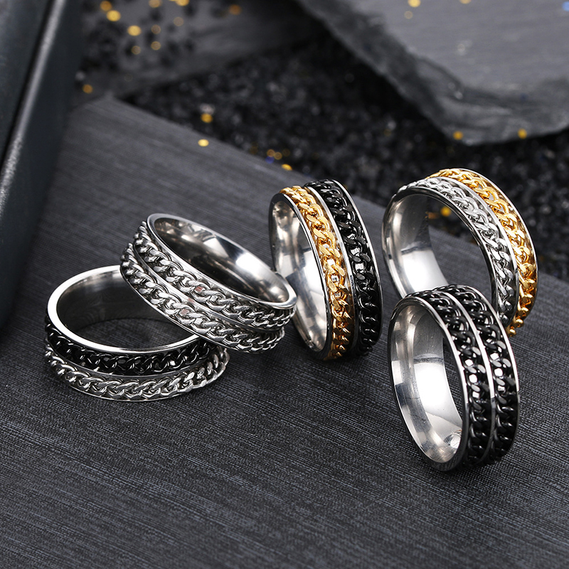 Double rotatable chains rings for men 8mm stainless steel spin band ring hip hop fashion jewelry maxi statement
Double rotatable chains rings for men 8mm stainless steel spin band ring hip hop fashion jewelry maxi statement