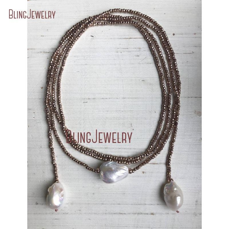 White Baroque Freshwater Pearl Lariat Beaded Rose Gold Pyrite Necklace on Silk Thread NM19976
White Baroque Freshwater Pearl Lariat Beaded Rose Gold Pyrite Necklace on Silk Thread NM19976