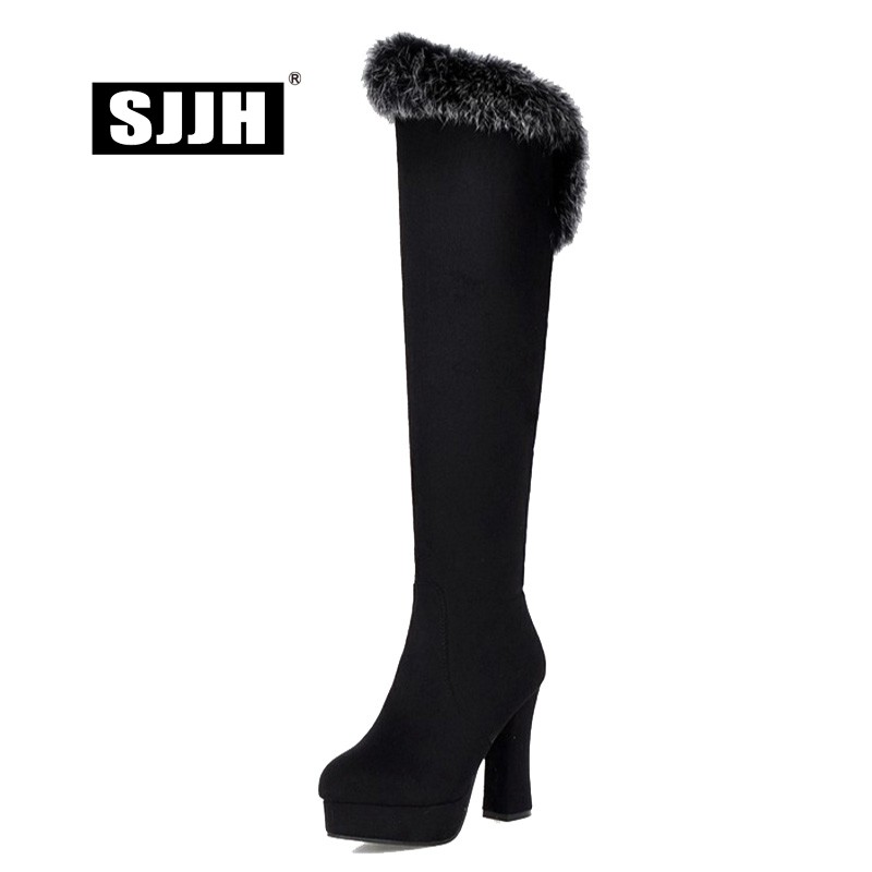 SJJH Women Knee-High Snow Boots with Round Toe Chunky Nubuck Cony Hair Plush Boots Winter Fashion Casual Shoes Large Size Q045, Black
SJJH Women Knee-High Snow Boots with Round Toe Chunky Nubuck Cony Hair Plush Boots Winter Fashion Casual Shoes Large Size Q045, Black