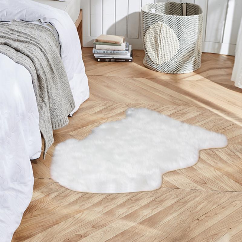 Faux Fur Sheepskin Fur Area Rugs Fluffy Mats Sofa Chair Cushion Living Room Bedroom Blanket Anti-Skid Carpet 40x60cm 60x90cm