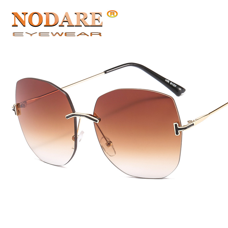 NODARE Hot Big Frame Gradient Women Rimless Sunglasses Brand Design Metal Frame Mirror Sun Glasses gafas de sol hombre Eyewear
NODARE Hot Big Frame Gradient Women Rimless Sunglasses Brand Design Metal Frame Mirror Sun Glasses gafas de sol hombre Eyewear