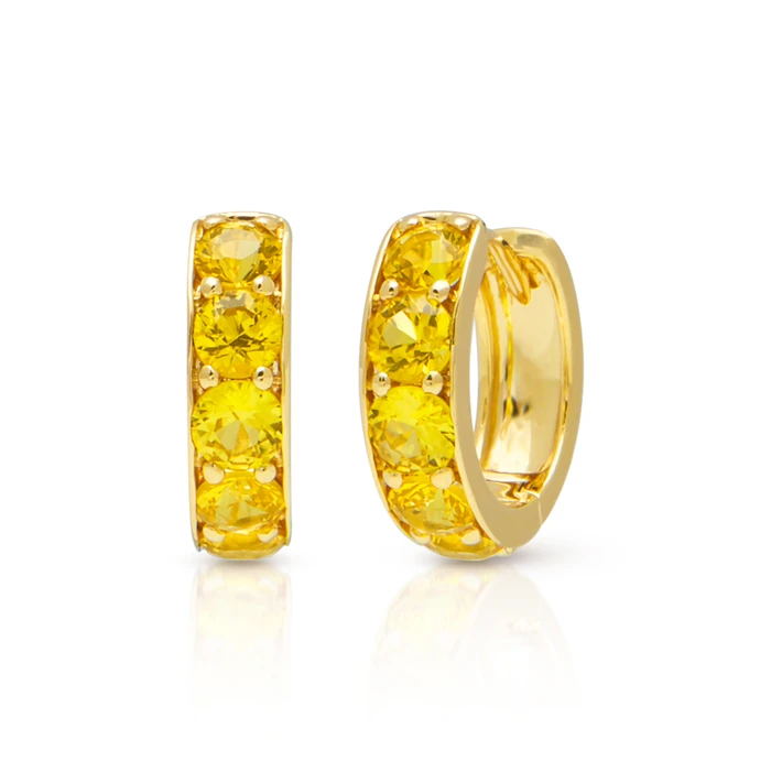 Gold Color Rainbow Multi Color Cubic Zirconia CZ Mini Small Hoops Fashion Women Chunky Mini Hoop Earring Drop Ship