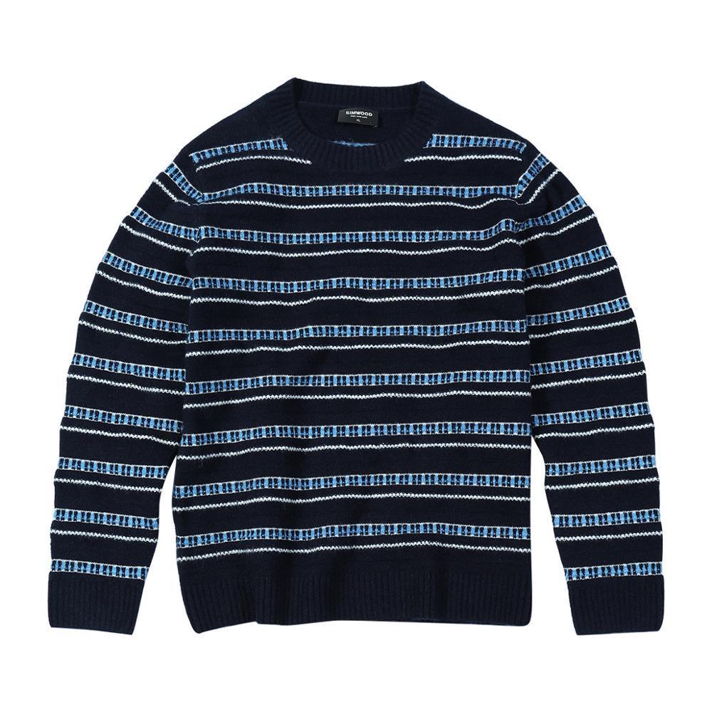 Autumn Winter Sweater men striped mix wool contrast color knitted pullover sweaters 190412 201203