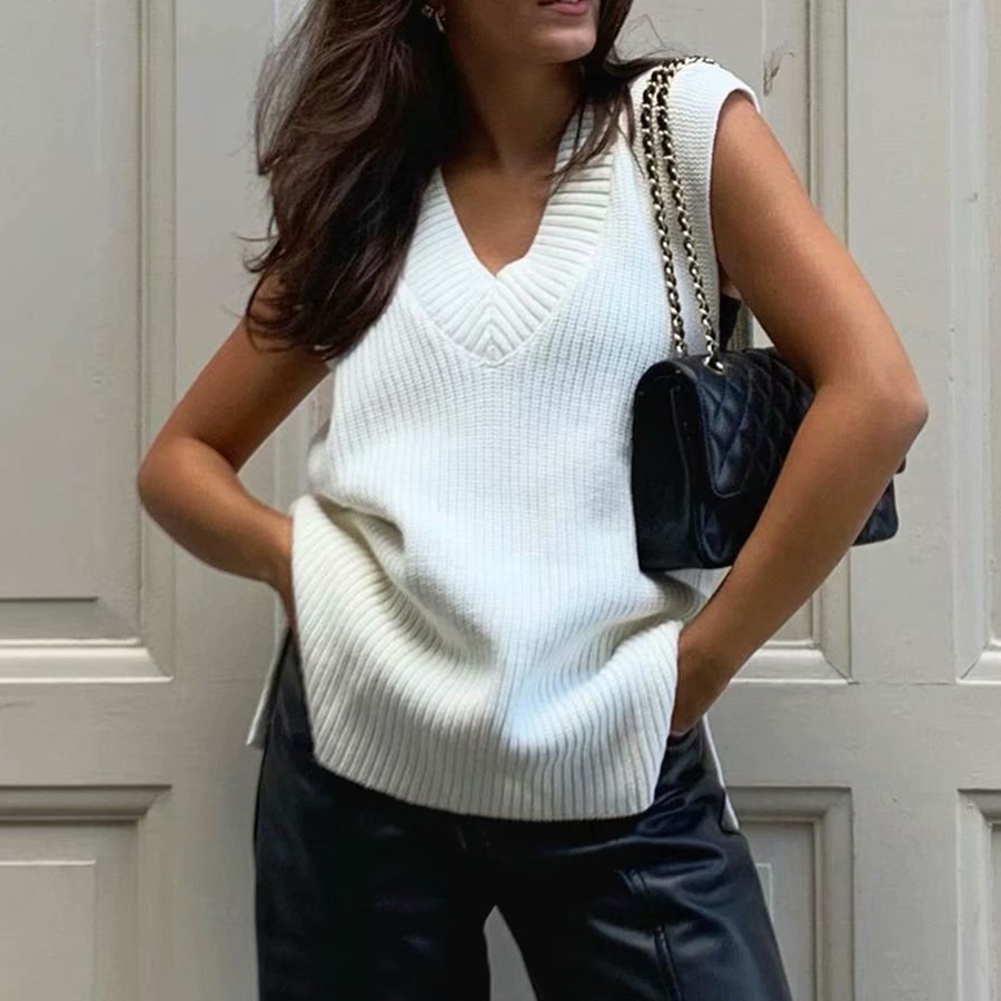 Ladies Knitted Autumn Winter Sweater Women Pullover Casual V Neck Warm Soft Slim Sleeveless Sweaters Female Pull Knitwear Vests 201222