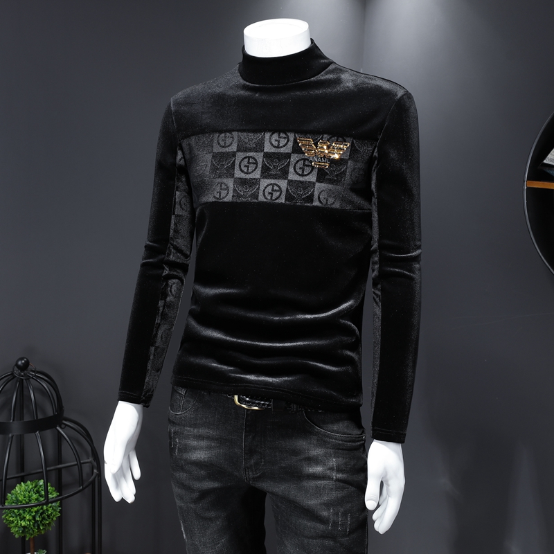 Korean velvet winter plus velvet thickening bottoming shirt men's long-sleeved T-shirt fashion stitching trend men's t-shirt, Black
Korean velvet winter plus velvet thickening bottoming shirt men's long-sleeved T-shirt fashion stitching trend men's t-shirt, Black