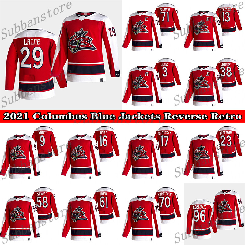 Blue Jackets 2021 Reverse Retro Jersey 29 Patrik Laine 71 Nick Foligno 3 Seth Jones 13 Cam Atkinson 38 Boone Jenner Hockey jerseys, Red
Blue Jackets 2021 Reverse Retro Jersey 29 Patrik Laine 71 Nick Foligno 3 Seth Jones 13 Cam Atkinson 38 Boone Jenner Hockey jerseys, Red