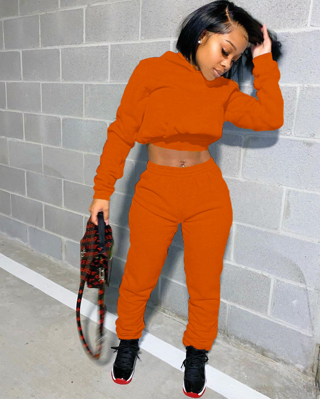 Pants Spot 2023 European American spring and autumn women's fashion casual sweater two-piece suit