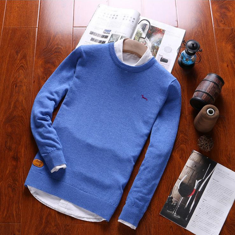 Mens Sweaters New Autumn Winter Men Sweater Cotton Pullovers Long Sleeve O-neck Embroidery M L XL 2XL 3XL White Red Black 201026