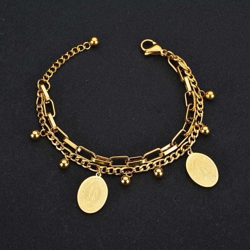 New Women Fashion Virgin Mary Bracelet Double Stainless Steel Gold Color Beads Bracelets Religious Jewelry Female Accessories
New Women Fashion Virgin Mary Bracelet Double Stainless Steel Gold Color Beads Bracelets Religious Jewelry Female Accessories