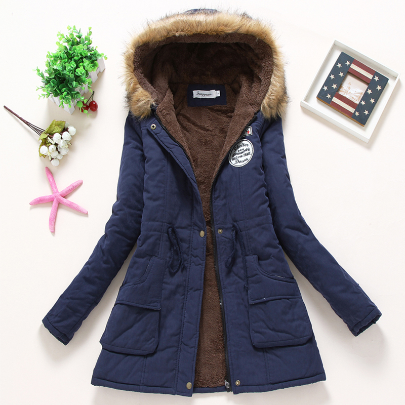 winter jacket women wadded jacket female outerwear slim winter hooded coat long cotton padded fur collar parkas plus size 201202