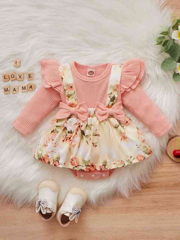 Baby Girl Floral Print Bow Front Dress SHE
