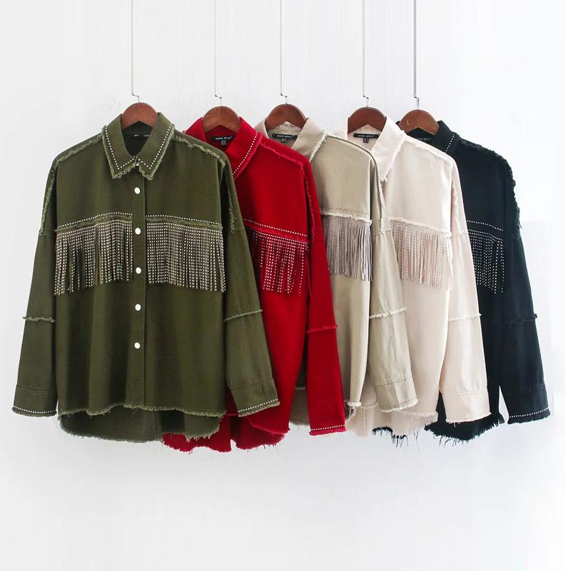2020 Autumn Tassels Denim Jackets Woman Loose Army Green Buttons Coat Jacket Fashion Vintage Long Sleeve Tassel Female Outerwear, Beige
2020 Autumn Tassels Denim Jackets Woman Loose Army Green Buttons Coat Jacket Fashion Vintage Long Sleeve Tassel Female Outerwear, Beige