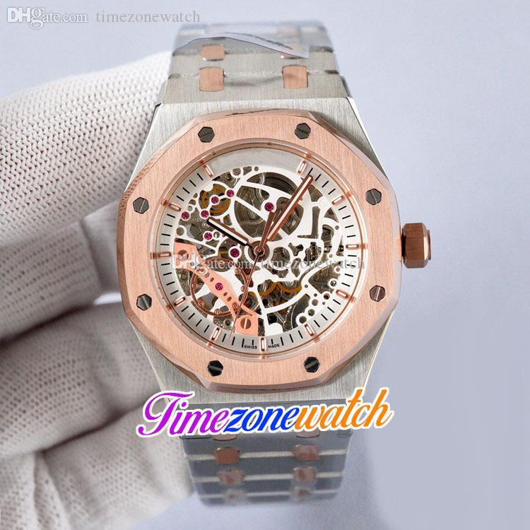 41mm White Skeleton Dial Automatic Mens Watch Tourbillon Two Tone Rose Gold 316L Steel Bracelet Gents Watches 18 Color Timezonewatch E199A (1), E199d (3)
41mm White Skeleton Dial Automatic Mens Watch Tourbillon Two Tone Rose Gold 316L Steel Bracelet Gents Watches 18 Color Timezonewatch E199A (1), E199d (3)