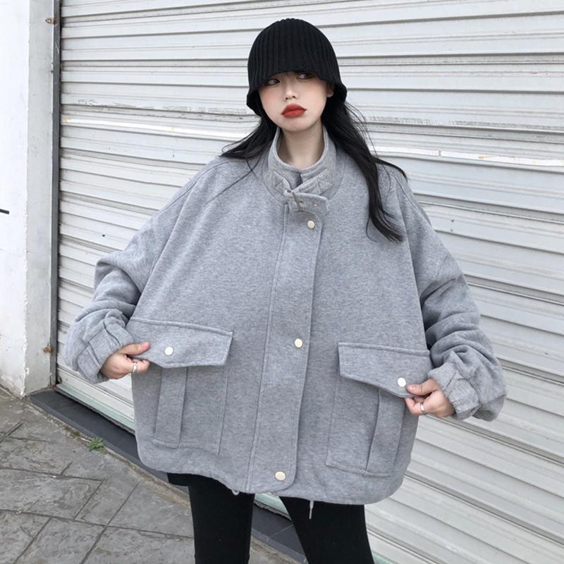 Gray, Fleece Lining Casual Coat for Women Autumn and Winter All-Matching New Loose Korean Style Long Sleeve Bfstyle Salt Sweater, Black
Gray, Fleece Lining Casual Coat for Women Autumn and Winter All-Matching New Loose Korean Style Long Sleeve Bfstyle Salt Sweater, Black