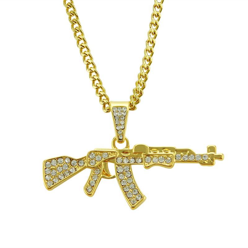 New Men's Drill Pistol Pendant Necklace European And American Hip-hop Jewelry Pendant
New Men's Drill Pistol Pendant Necklace European And American Hip-hop Jewelry Pendant