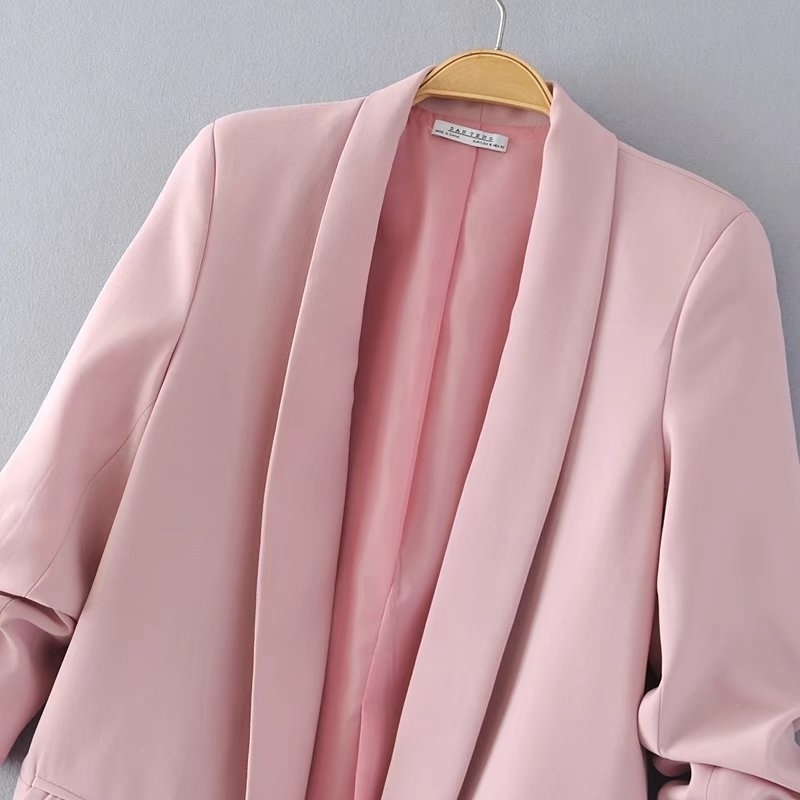 Jacket women elegant 5 color outerwear pocket office casual fashion jacket 201023