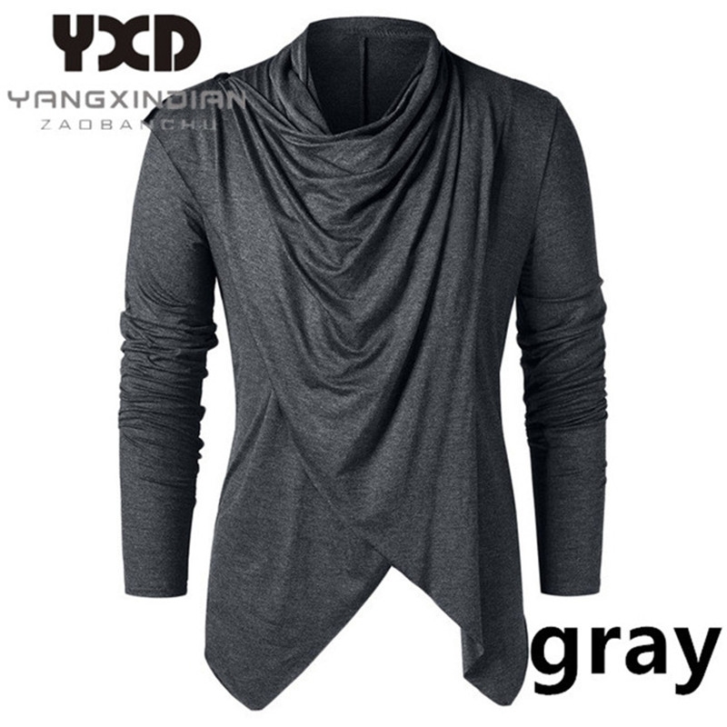 Male Knitwear Men Asymmetrical Cardigan Casual Knitted Man Sweaters Shawl Collar Open Front Overlap Men's Sweater 201204