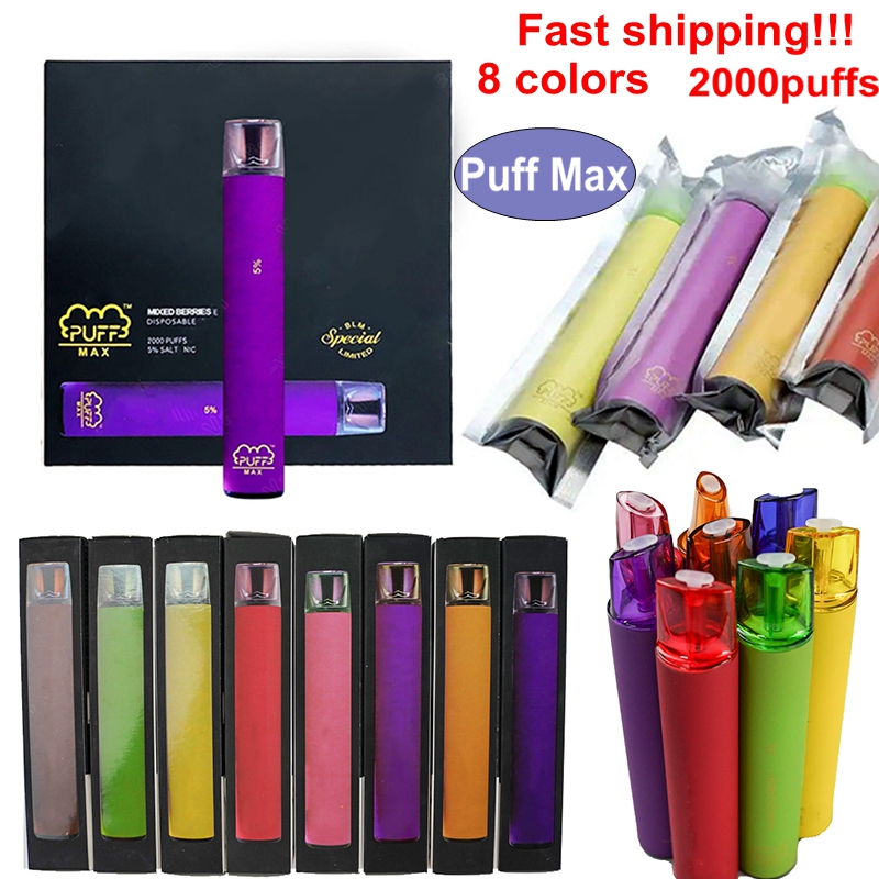 Newest PUFF Max Disposable Vape Pen 2000puffs Pre-filled 8.5ml Capacity Disposable E Cigarettes 1200mAh Battery Empty Disposable Vapes
Newest PUFF Max Disposable Vape Pen 2000puffs Pre-filled 8.5ml Capacity Disposable E Cigarettes 1200mAh Battery Empty Disposable Vapes