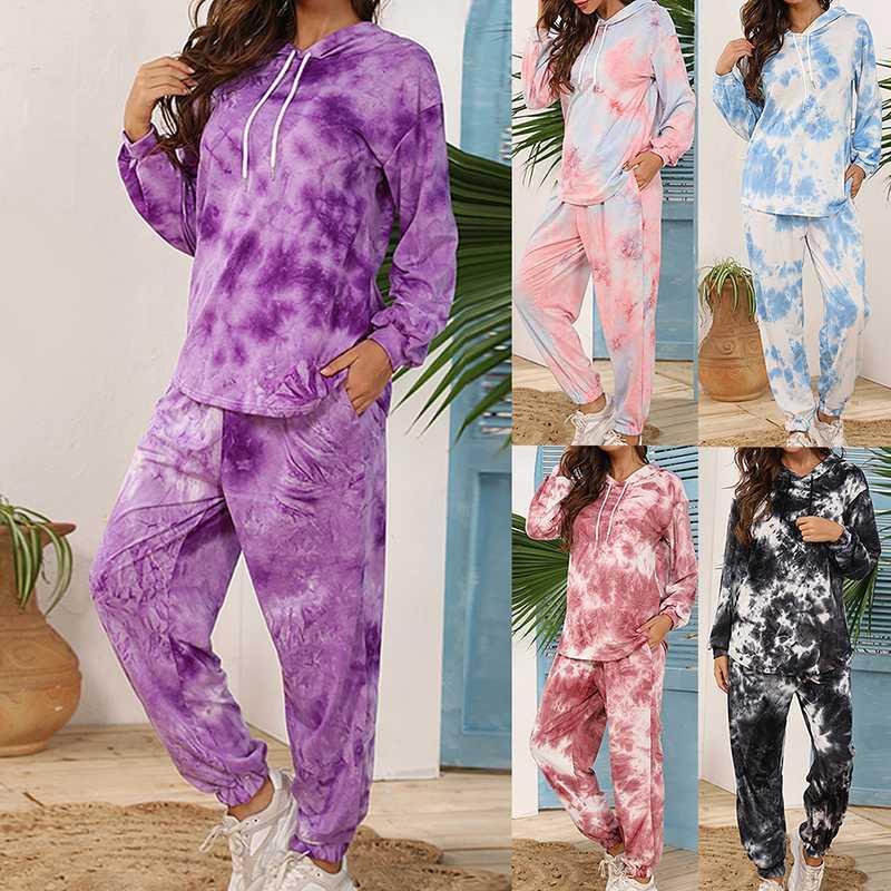 Autumn Tie Dye Printed Set Hooded Hoodies Long Sleeve Tops And Long Pants Sweater Suit Feminino Tracksuits Casual Streetwear, Black
Autumn Tie Dye Printed Set Hooded Hoodies Long Sleeve Tops And Long Pants Sweater Suit Feminino Tracksuits Casual Streetwear, Black