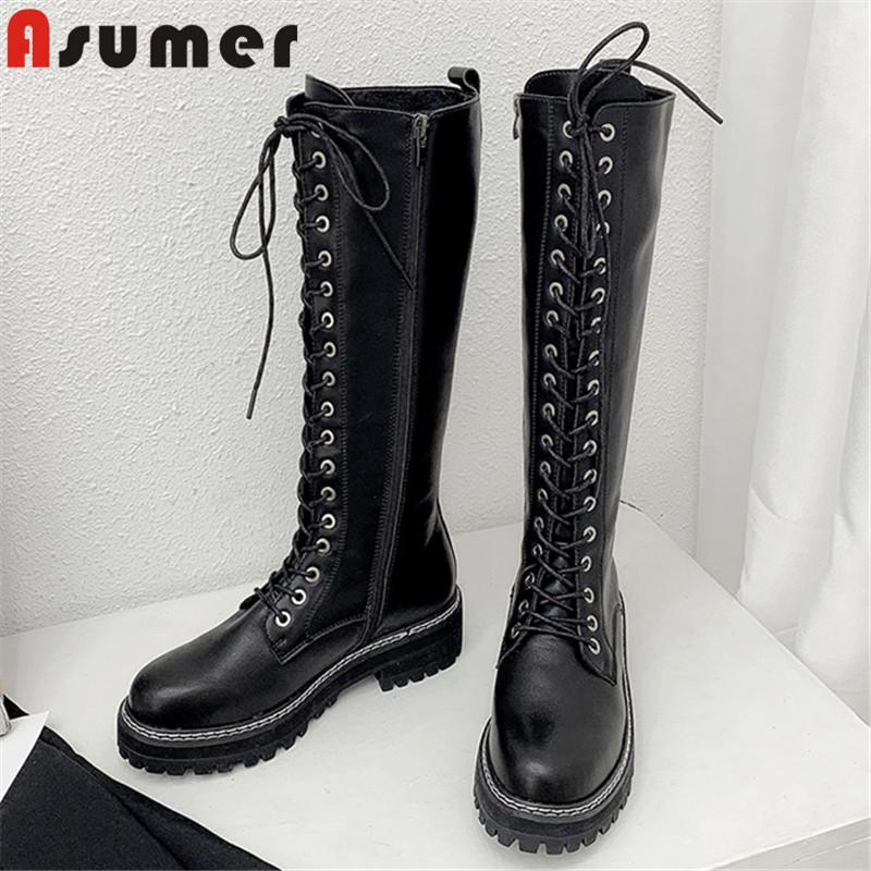 ASUMER 2020 new arrive autumn winter riding boots women cross tied zip square heel platform casual shoes woman knee high boots, Black with fur
ASUMER 2020 new arrive autumn winter riding boots women cross tied zip square heel platform casual shoes woman knee high boots, Black with fur