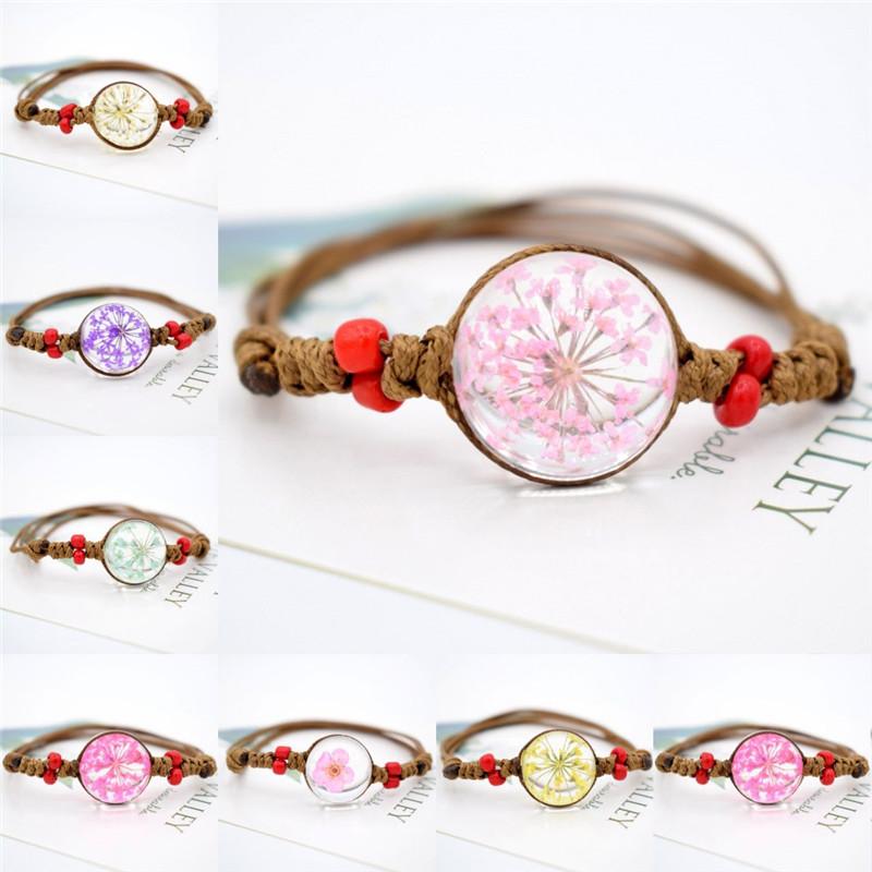 Charm Bracelets Arrival Glass Bracelet Weave Lucky Flower Handmade Dandelion Woven Dried Flowers Bead Women Jewelry
Charm Bracelets Arrival Glass Bracelet Weave Lucky Flower Handmade Dandelion Woven Dried Flowers Bead Women Jewelry
