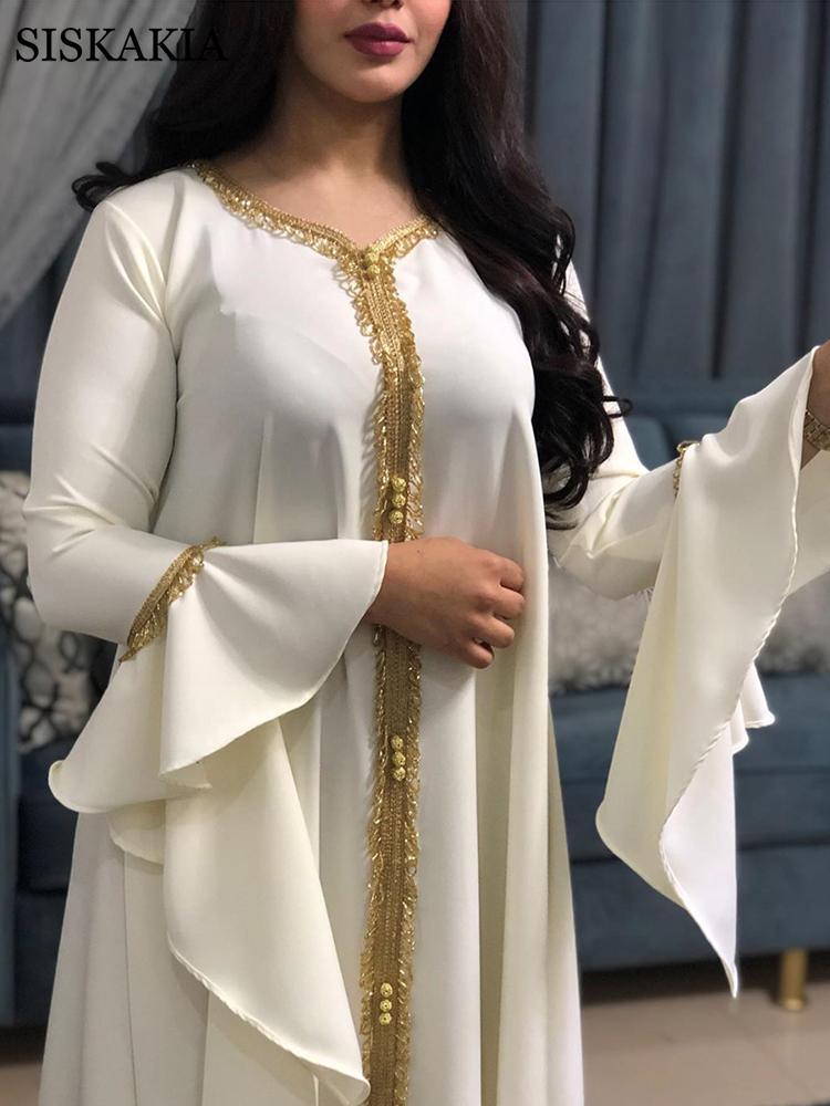 Siskakia Jalabiya Kaftan Dress For Women Dubai Turkey Golden Ribbon Embroidery Loose Muslim Arabic Islamic Clothing White 2021, White abaya
Siskakia Jalabiya Kaftan Dress For Women Dubai Turkey Golden Ribbon Embroidery Loose Muslim Arabic Islamic Clothing White 2021, White abaya