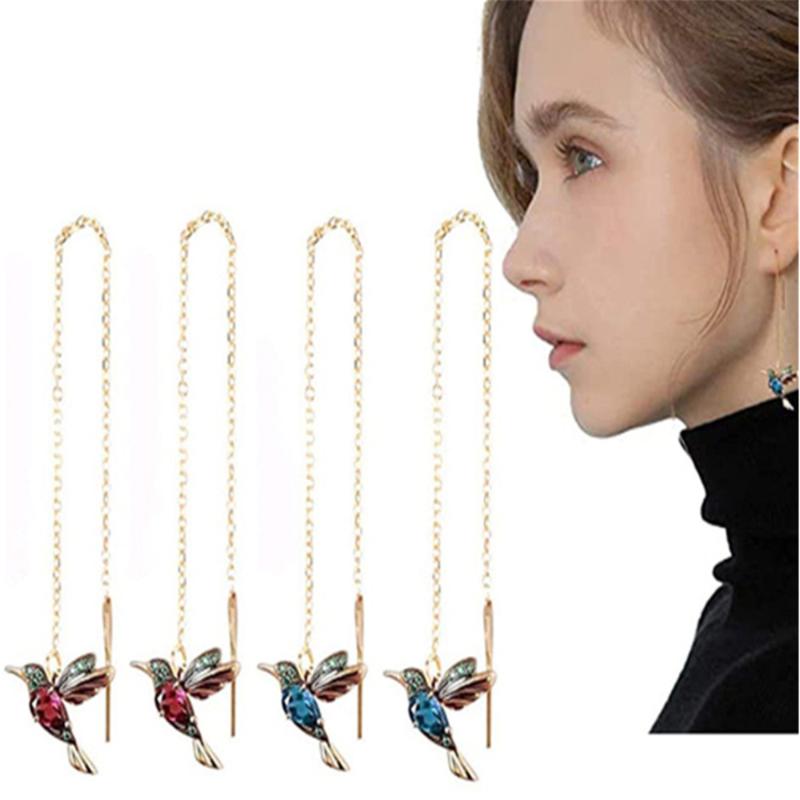 Hummingbird Tassel Earrings for Women Fashion Simulation Stud Threader Long Drop Tassel Crystal Dangle Charm Jewelry Gift
Hummingbird Tassel Earrings for Women Fashion Simulation Stud Threader Long Drop Tassel Crystal Dangle Charm Jewelry Gift