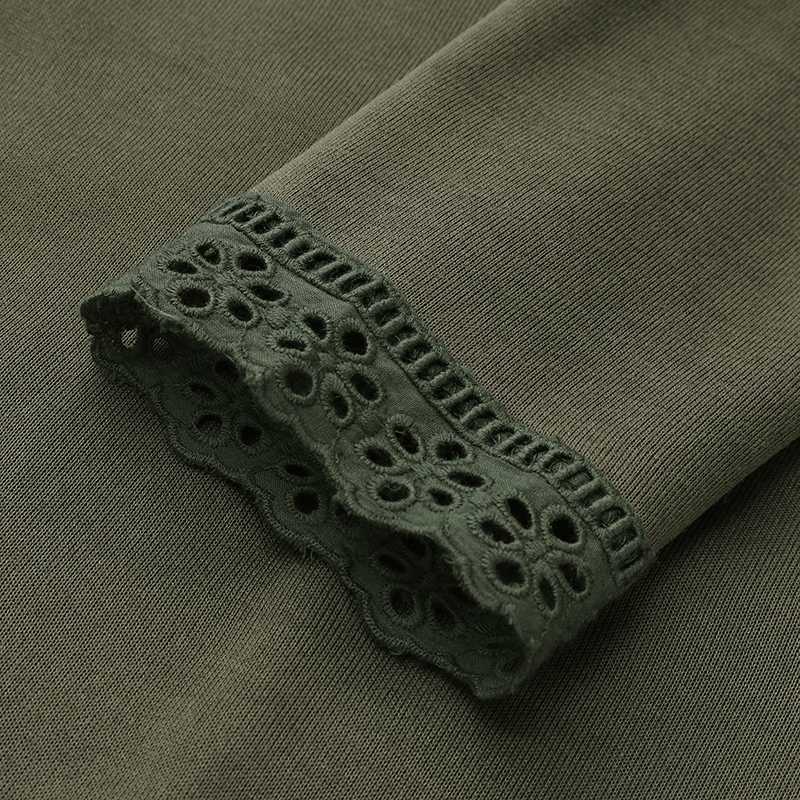 ZANZEA Women Autumn Long Sleeve Long Sweatshirt Dress Lace Pacthwork Sundress Solid Vestido Robe Femme Loose Fleece Dresses T200416