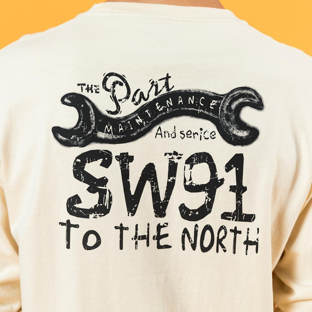 SIMWOOD Autumn New long sleeve tshirt men letter print tops 100% cotton 240g thick plus size comfortable t-shirt 201203