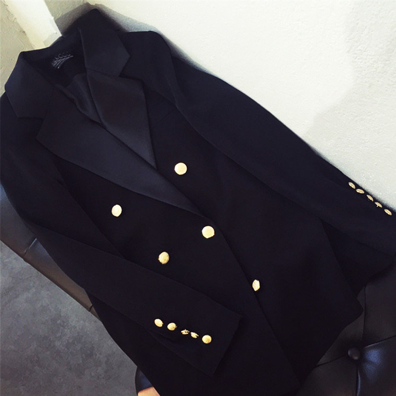 High quality professional women's suit large size Casual double-breasted temperament black ladies jacket Trendy office blazer 201102