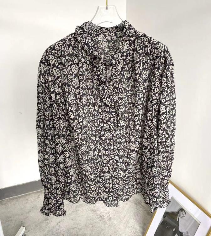 Women Blouse Ruffled Collar Floral Print Shirt Black Cotton Long Sleeves Buttoned CUFFS FASHION Blouse top
Women Blouse Ruffled Collar Floral Print Shirt Black Cotton Long Sleeves Buttoned CUFFS FASHION Blouse top