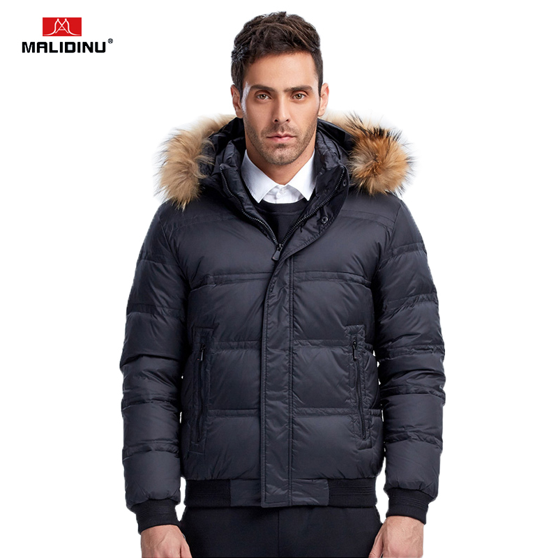 MALIDINU Men Down Jacket Winter Down Coat Thick Warm Winter Jacket Men Real Raccoon Fur Duck Down Jackets Men Wear Coats 201128