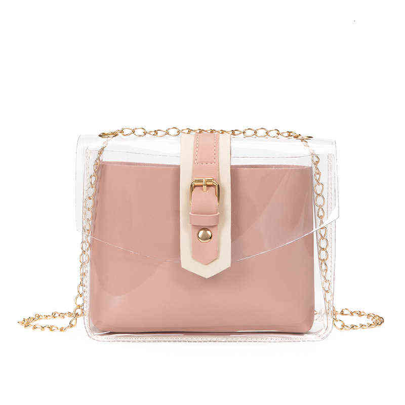 Japan and South Korea fashion child and mother bag PVC transparent jelly chain bag Single Shoulder Messenger women's bag 034