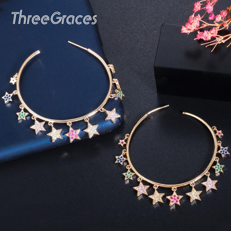Hoop & Huggie ThreeGraces 2021 Fashion Korean Micro Pave Multicolor CZ Star Tassel Big Earring For Women Jewelry Accessories ER462
Hoop & Huggie ThreeGraces 2021 Fashion Korean Micro Pave Multicolor CZ Star Tassel Big Earring For Women Jewelry Accessories ER462