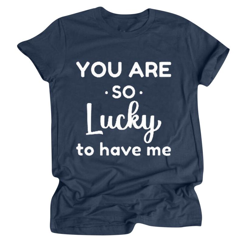 Women's Valentine's Day YOU ARE SO LUCKY TO HAVE ME Positioning Printed Blouses Top Round Neck Short Sleeve Blouses Lover's Gift, Red
Women's Valentine's Day YOU ARE SO LUCKY TO HAVE ME Positioning Printed Blouses Top Round Neck Short Sleeve Blouses Lover's Gift, Red