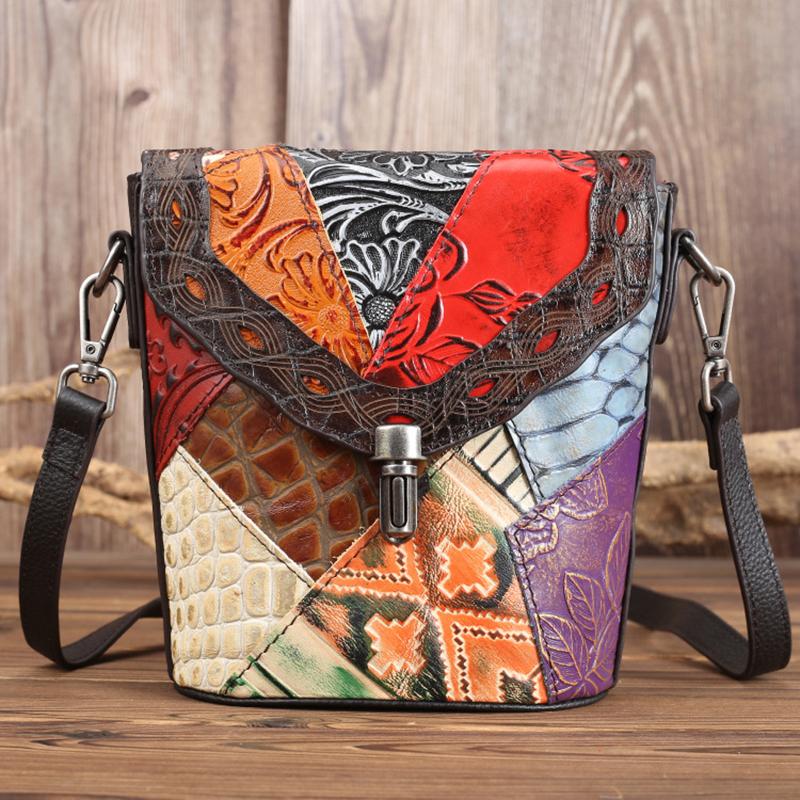 Genuine Leather Patched Women Crossbody Shoulder Bag Women's Cowhide Messenger Bags Small Flap Lock Closure Bucket, Colorful
Genuine Leather Patched Women Crossbody Shoulder Bag Women's Cowhide Messenger Bags Small Flap Lock Closure Bucket, Colorful