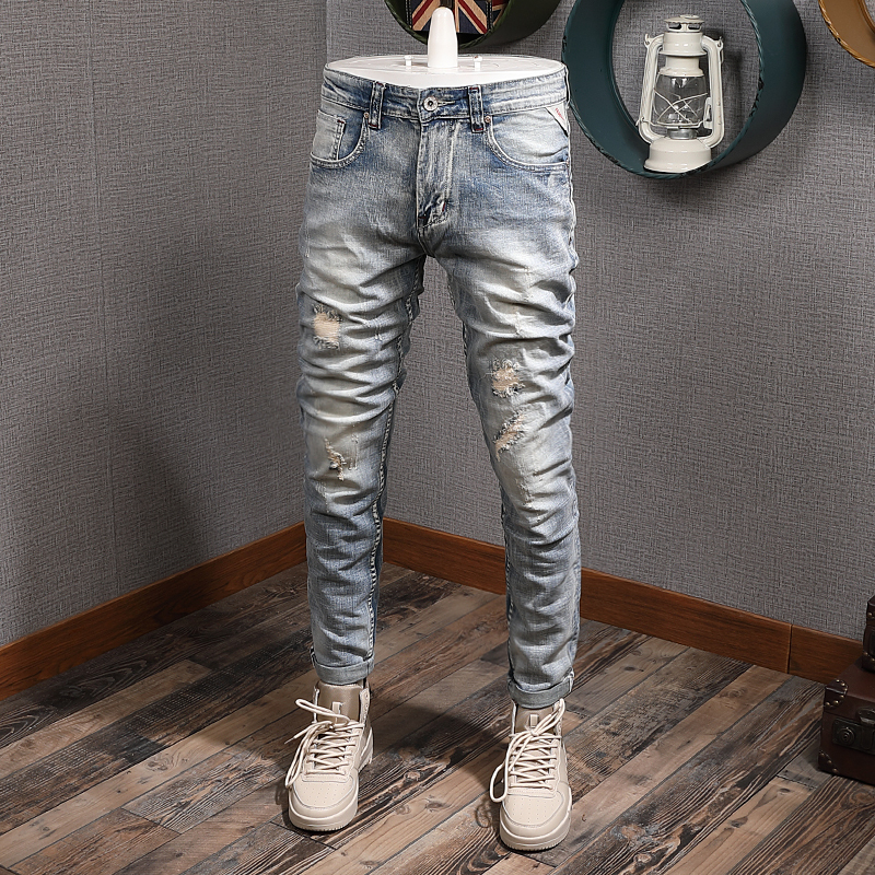 2021 New Fashion Streetwear Breech Retro-blue Men's Elastic Wash Thin Torn Vintage Designer Jeans Hip Qu97
2021 New Fashion Streetwear Breech Retro-blue Men's Elastic Wash Thin Torn Vintage Designer Jeans Hip Qu97
