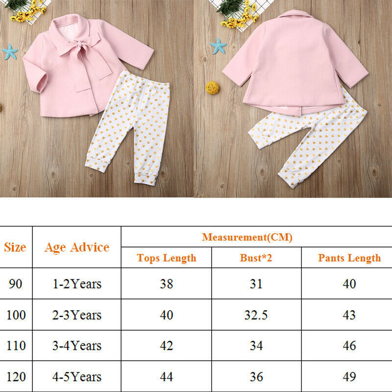 Autumn Winter Kid Baby Girls Bow Wool Overcoat Outwear Clothes 2Pcs Coat+ Pants1-5YX1019