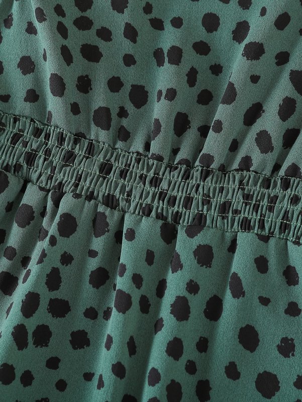 Toddler Girls Dalmatian Print Ruffle Sleeve Shirred Waist Dress SHE R250424