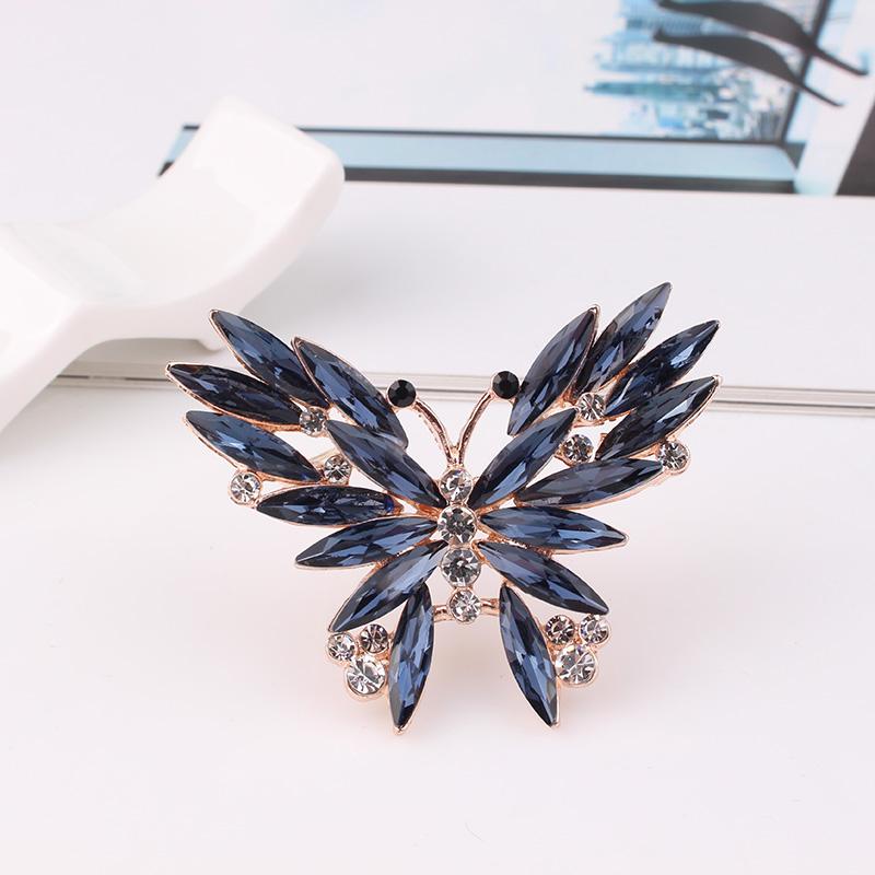 TODOX Champagne butterfly insect Brooches NEW beauty Women yellow crystal exquisite coat pins wedding bouquet birthday gifts