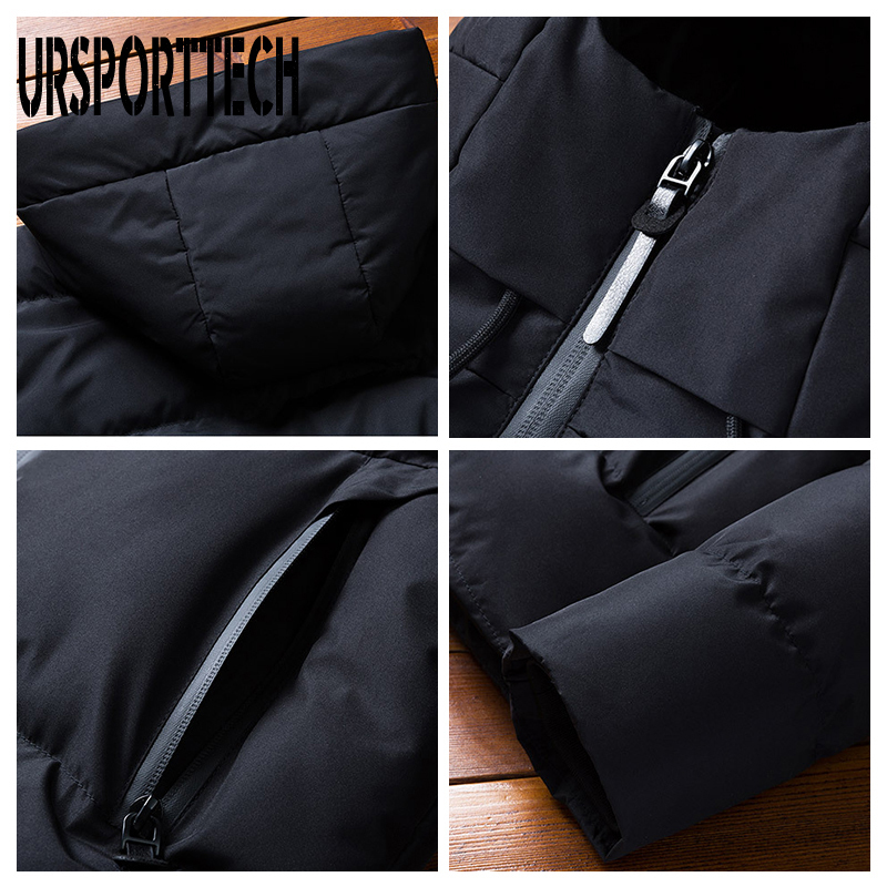 Quality Mens Parka Winter Jacket Men Cotton Padded Puffer Jackets Men Fashion Top Zipper Up Solid Color Outerwear Coats 201119